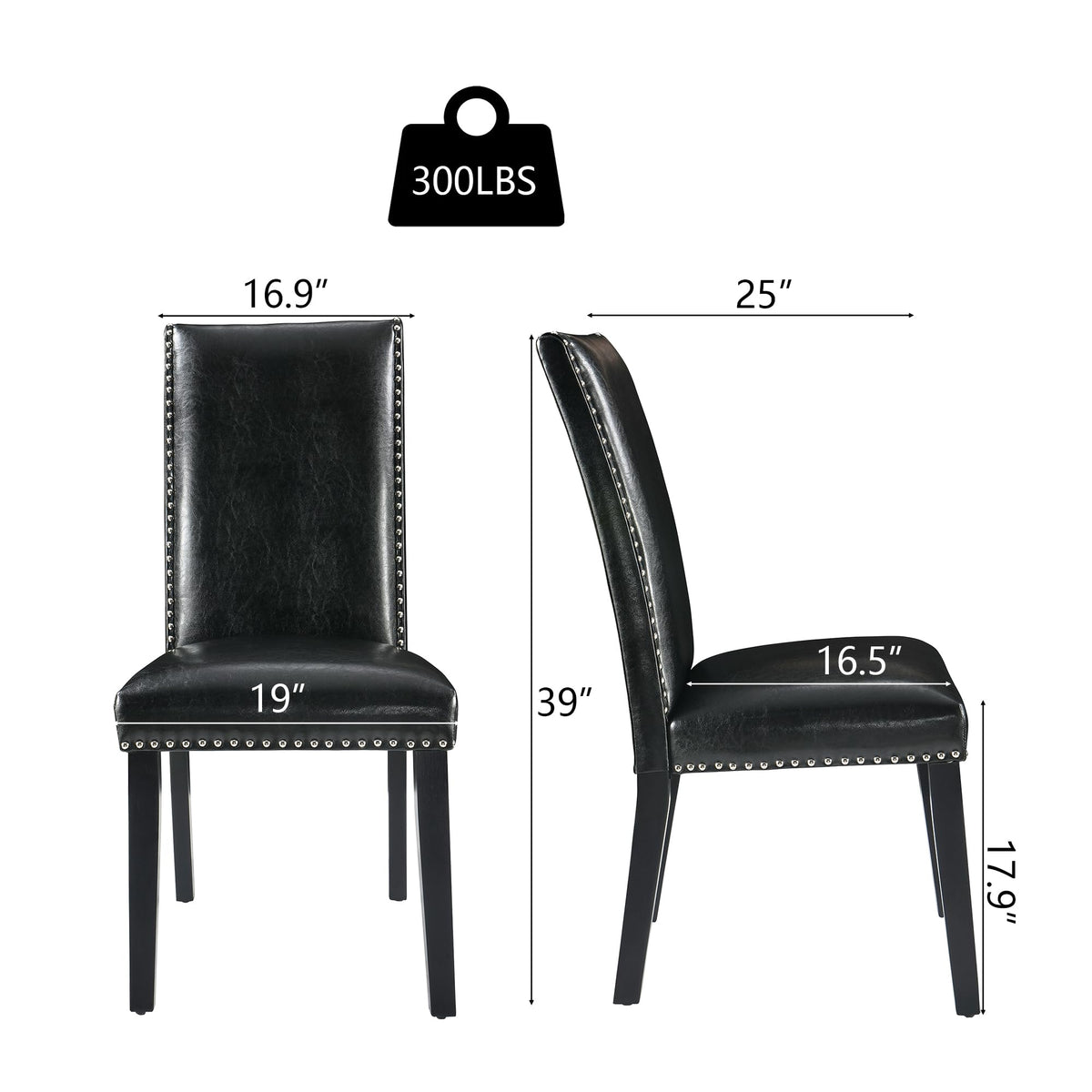 Set of 2 Faux Leather Upholstered Dining Chairs A5082