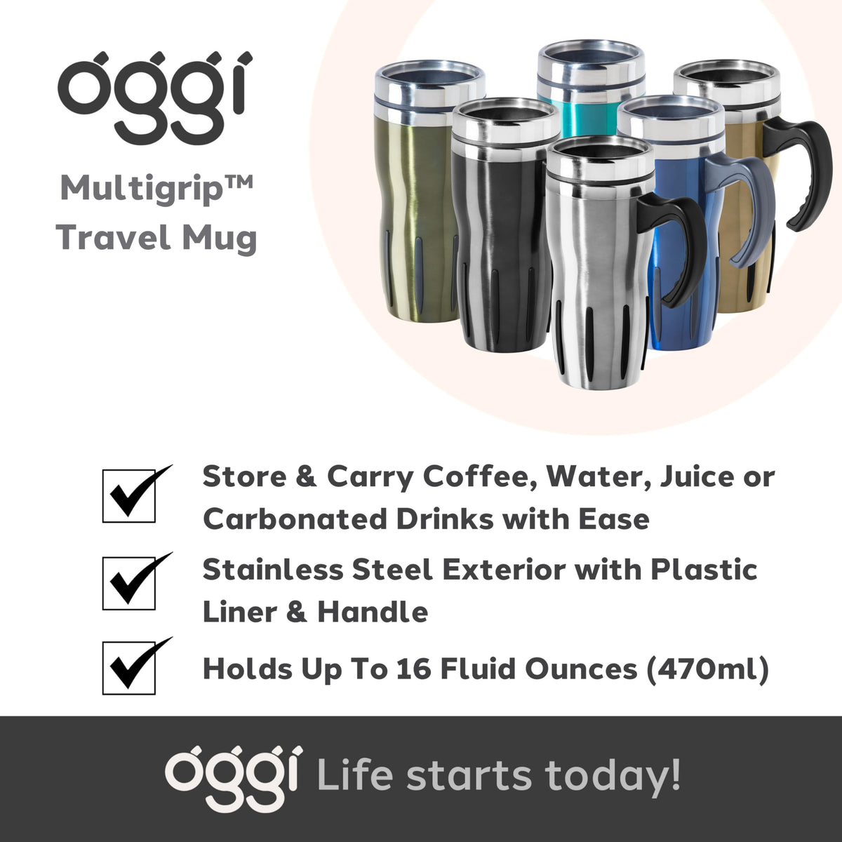 Stainless Steel Thermal Travel Mug 16oz Q475