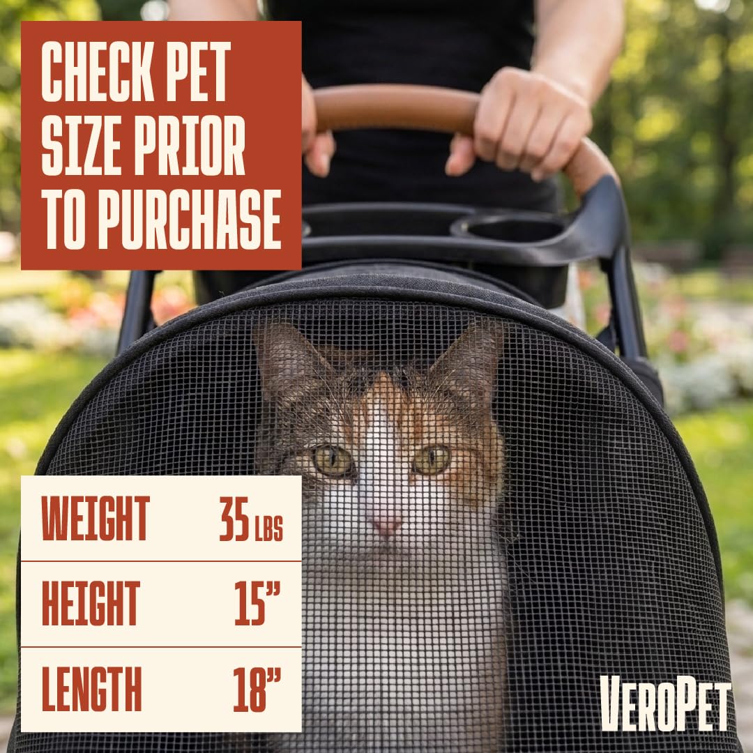 Foldable Pet Stroller with Mesh, Storage Basket & Cup Holder O157