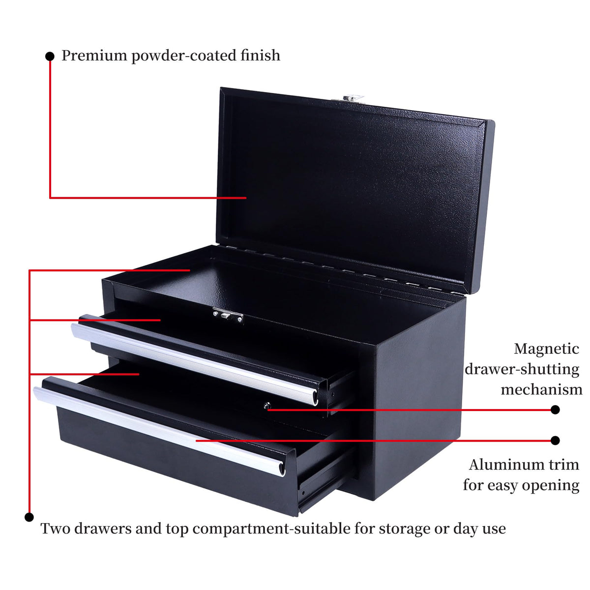 Black Mini Metal Tool Box with Drawers U149