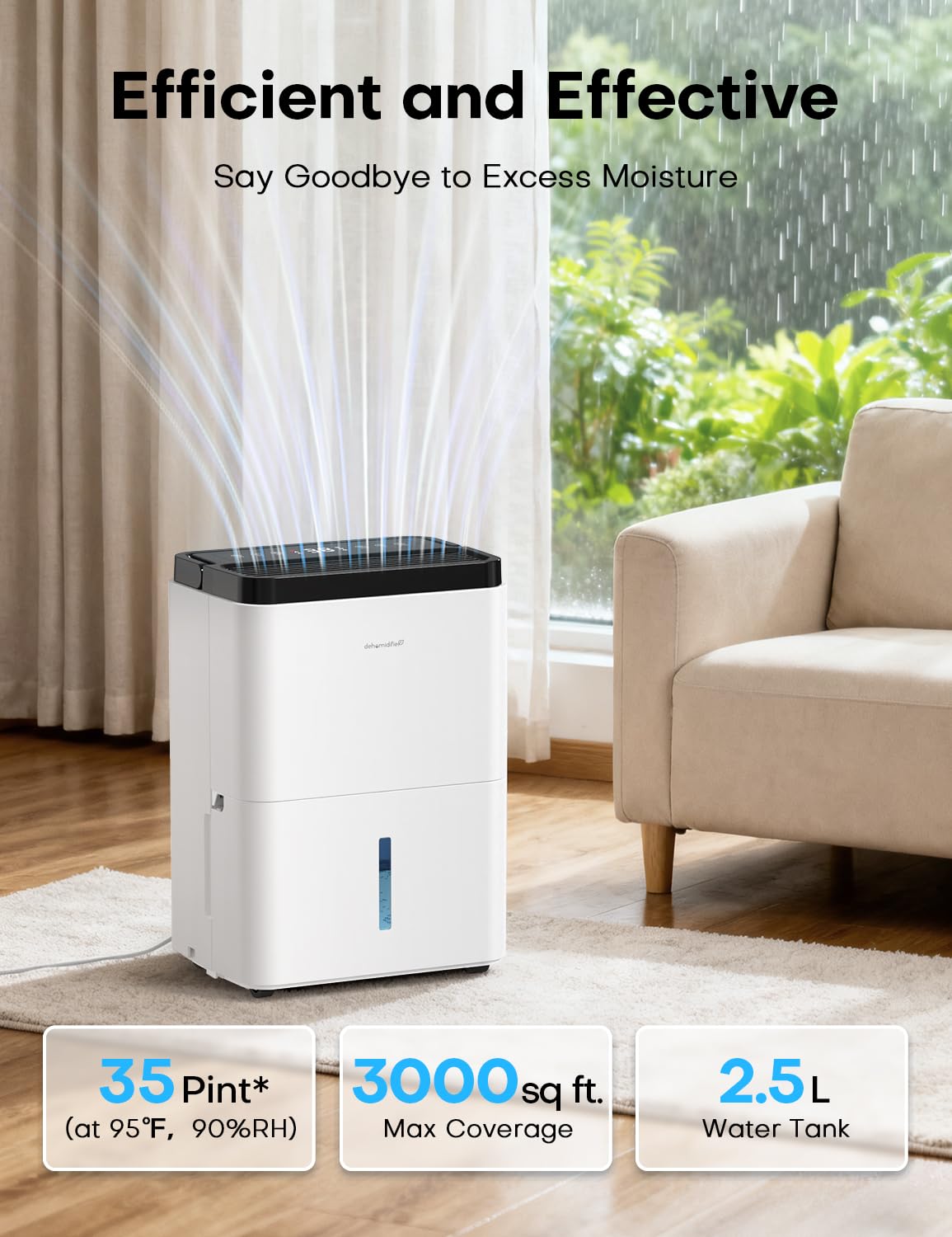 35 Pints Dehumidifier with Drain Hose M868