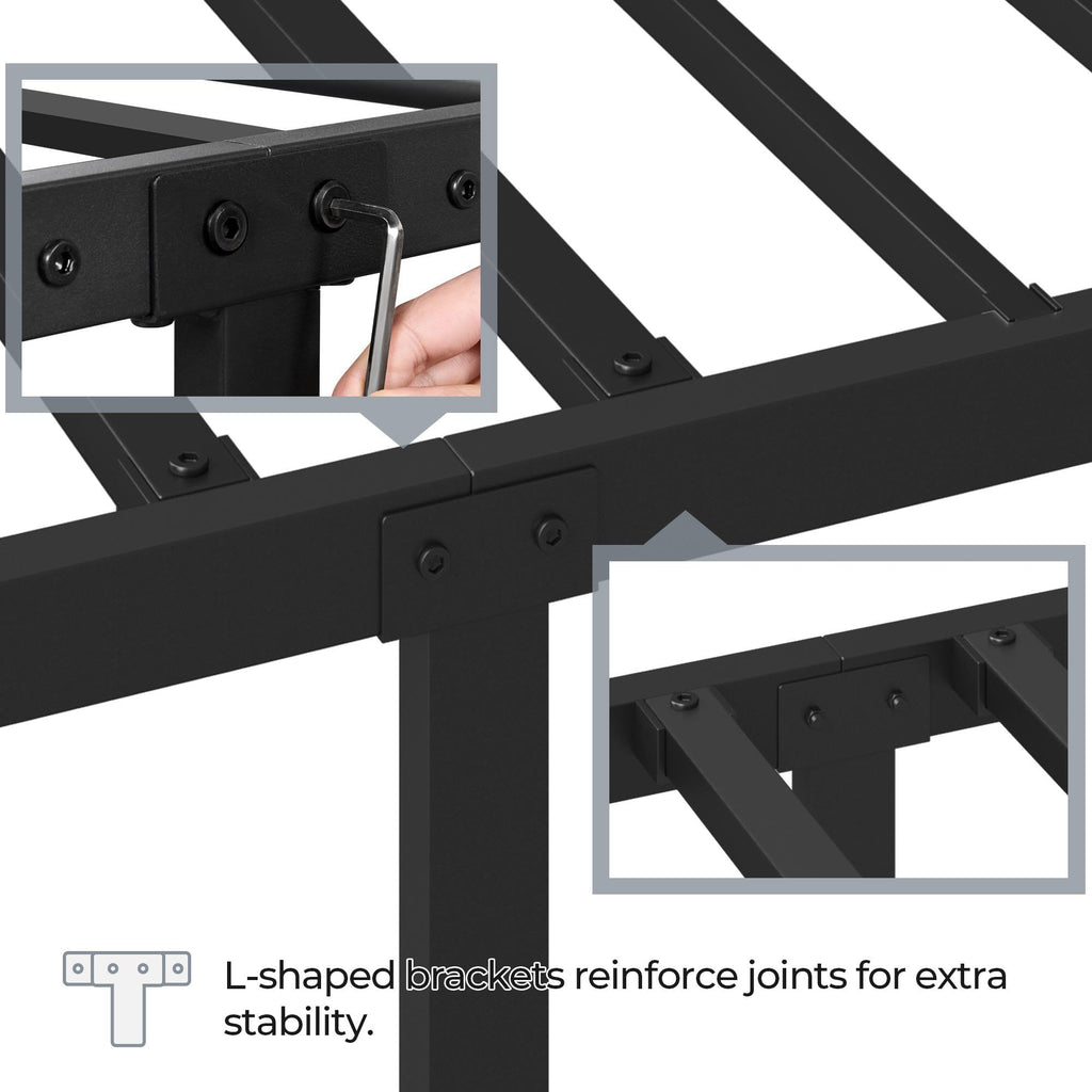 Black Full Metal Platform Bed Frame with Headboard V137529