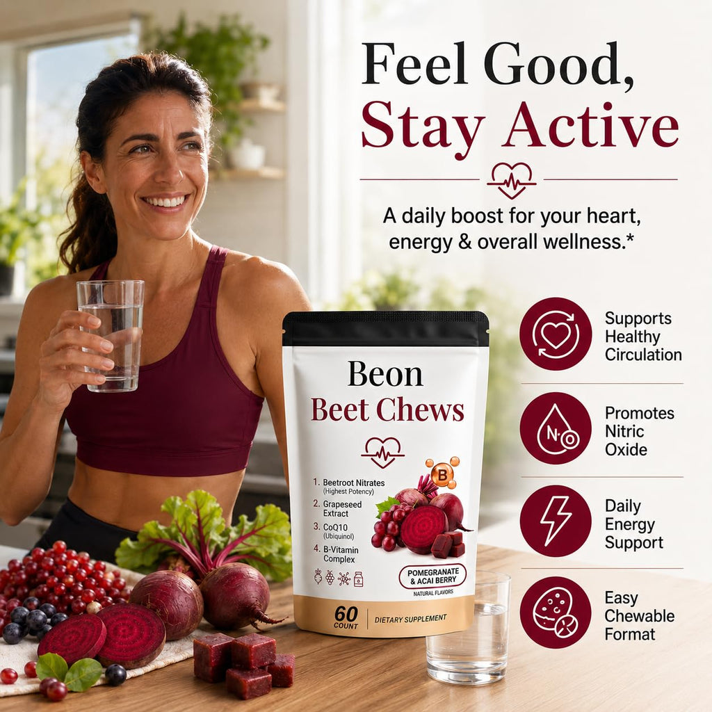 Beetroot Chews Gummies with Grape Seed & L-CoQ10, 60 Chew C75381