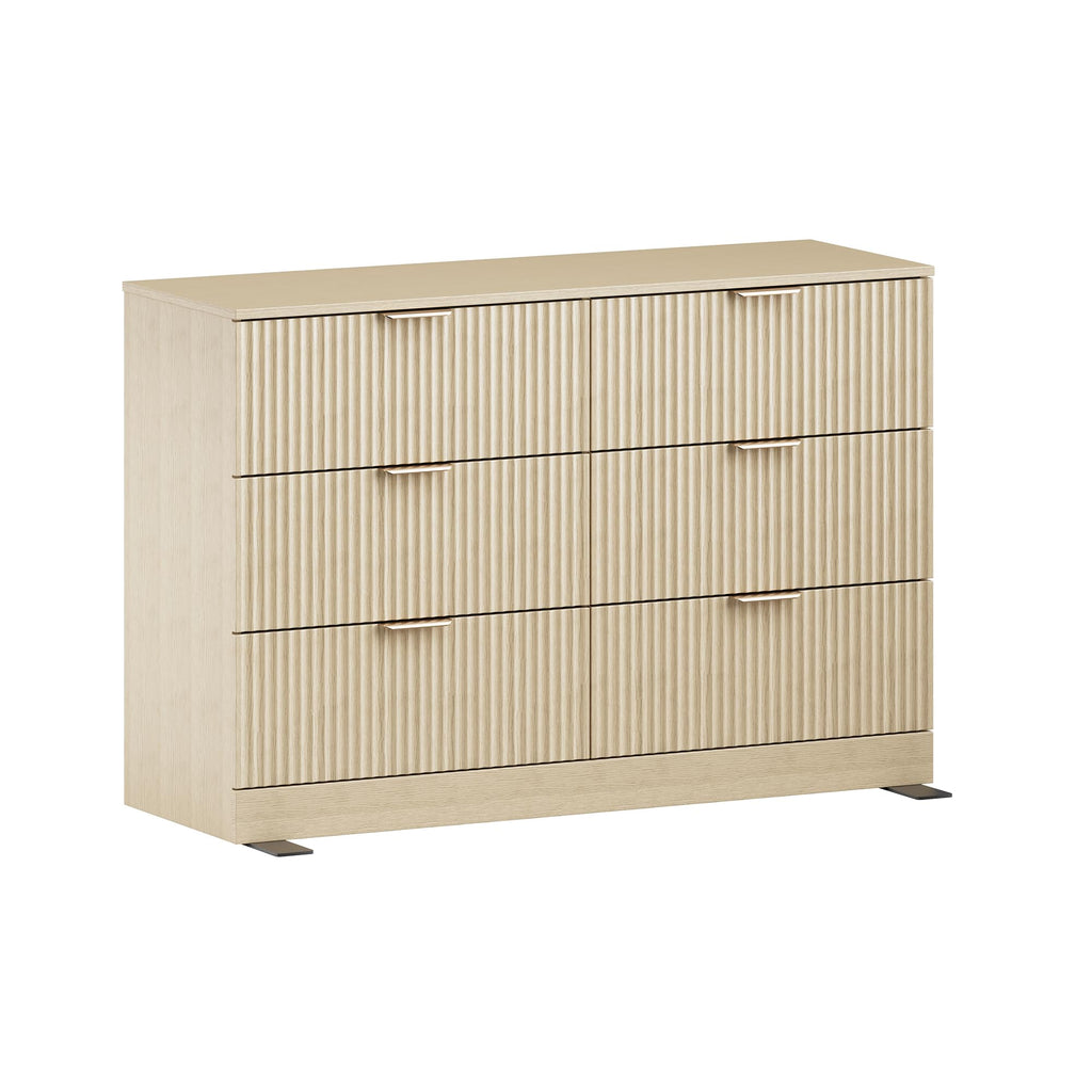 Natural Wood 6 Drawer Dresser J5227