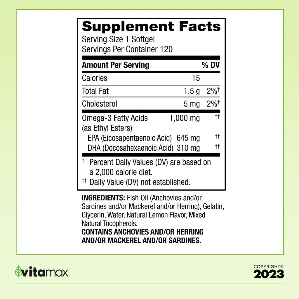 Omega-3 Fish Oil 1000 mg 120 Count P963123