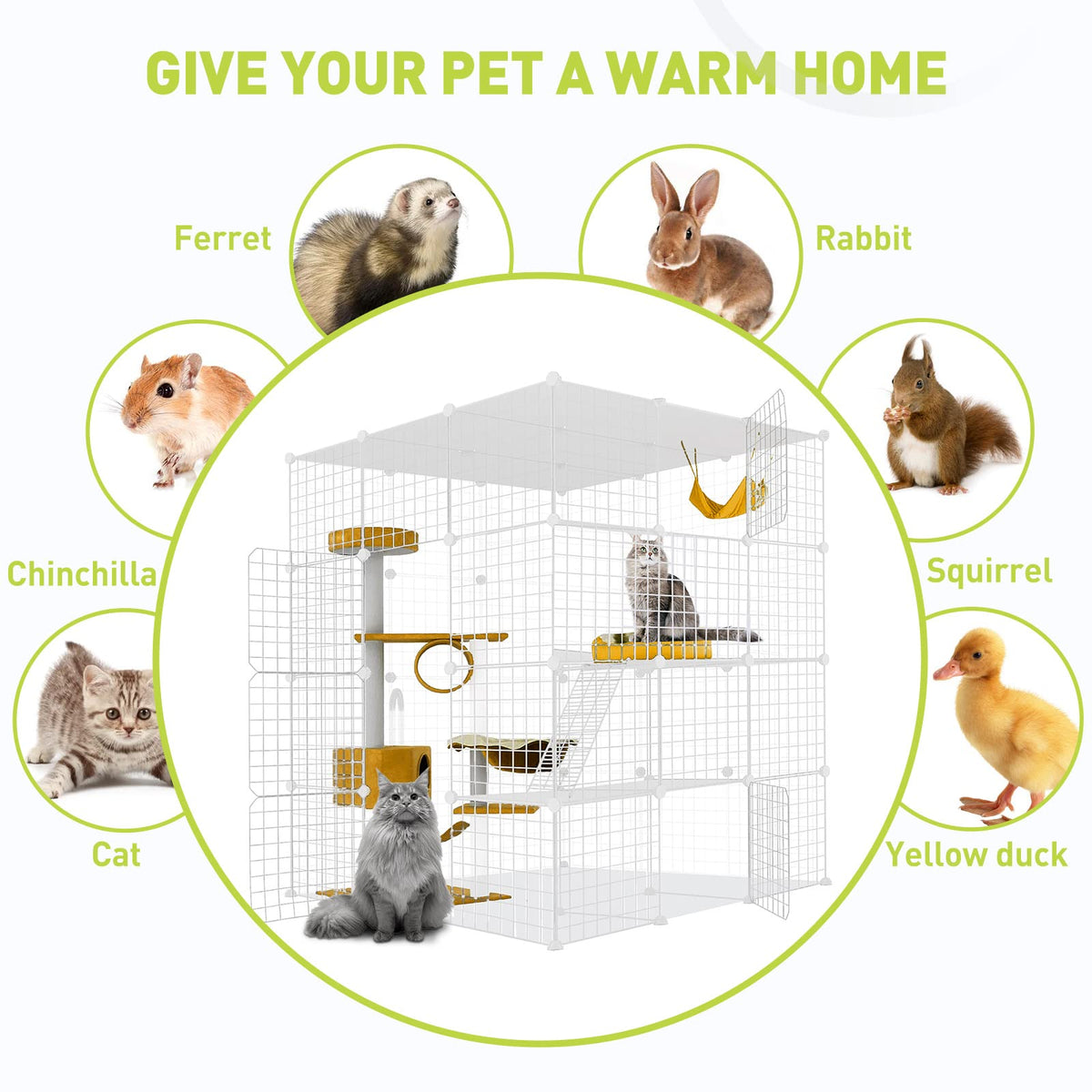 Large Cat Cage Detachable Metal Wire Playpen A422167