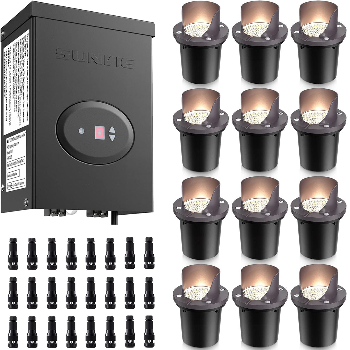 12 Pack Warm White Waterproof Low Voltage Landscape Lights S39274
