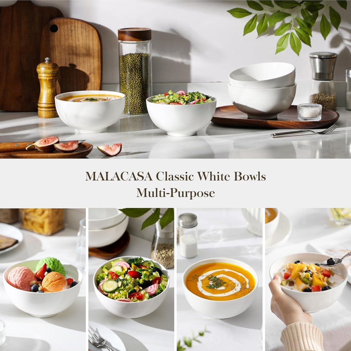 White 26 Oz Ceramic Soup Bowls of 4 W52153