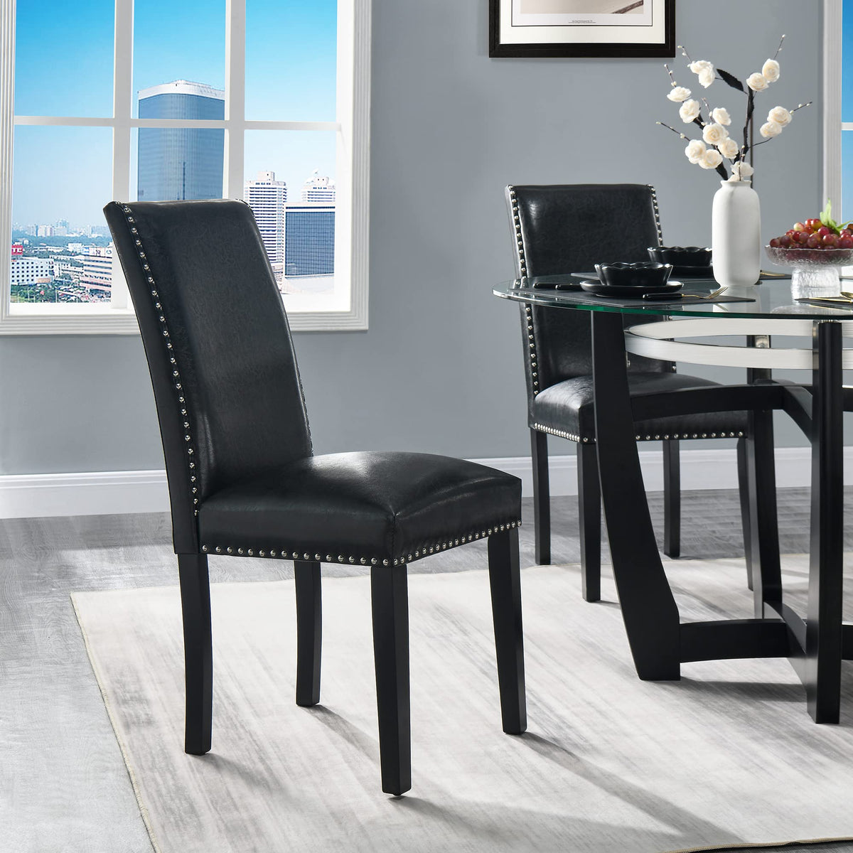 Set of 2 Faux Leather Upholstered Dining Chairs A5082