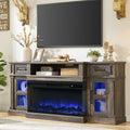 Dark Rustic Oak Fireplace TV Stand with 36 Inch Electric Fireplace O893