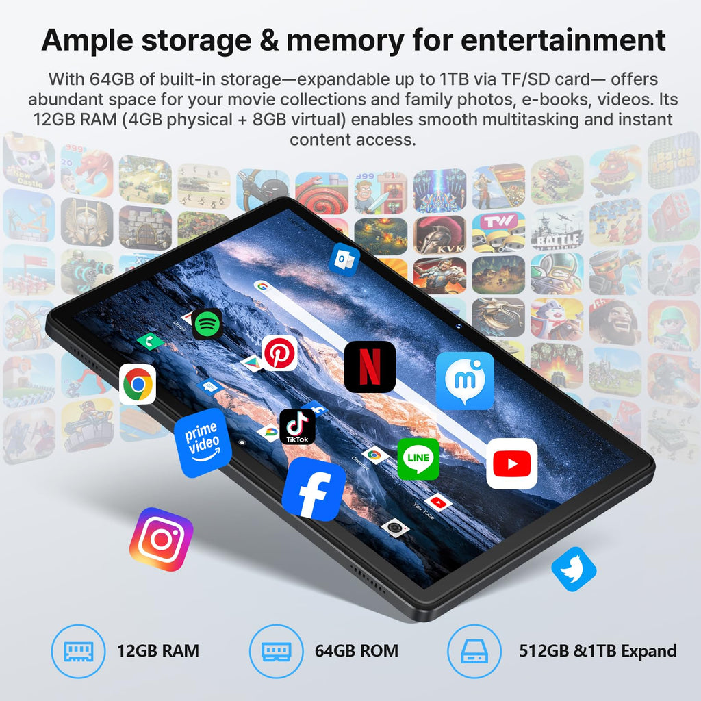 10 Inch Octa-Core Tablet with Keyboard Case Mouse Stylus V438481