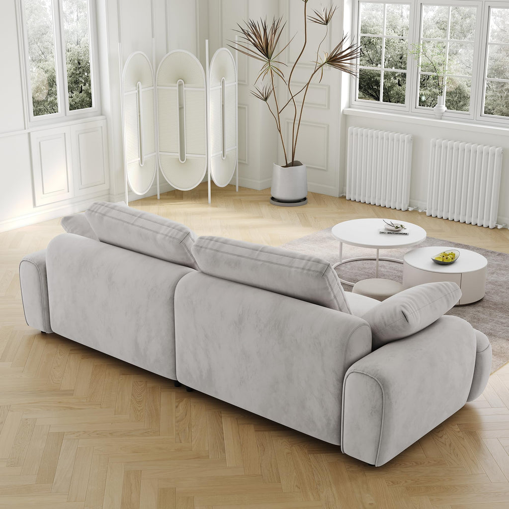 Light Gray Velvet 3 Seat Sofa with Pillow I834892