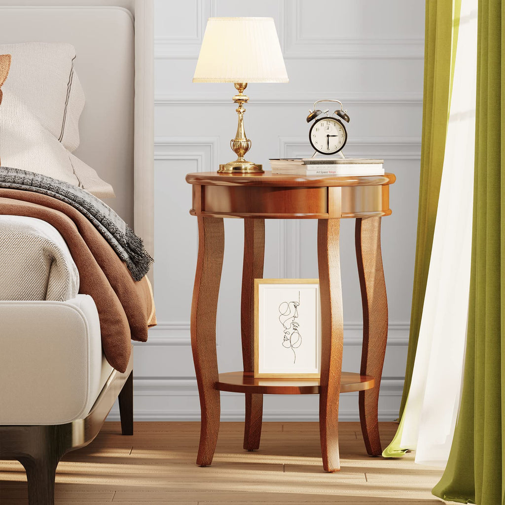 Round Accent Table with Storage Shelf M597141
