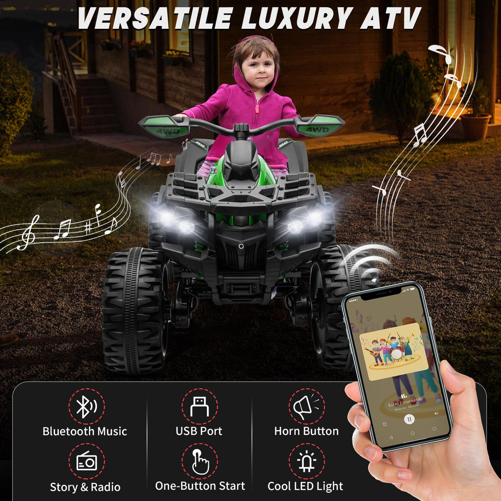 Green 24V 4 Wheeler ATV with Remote Control W287832