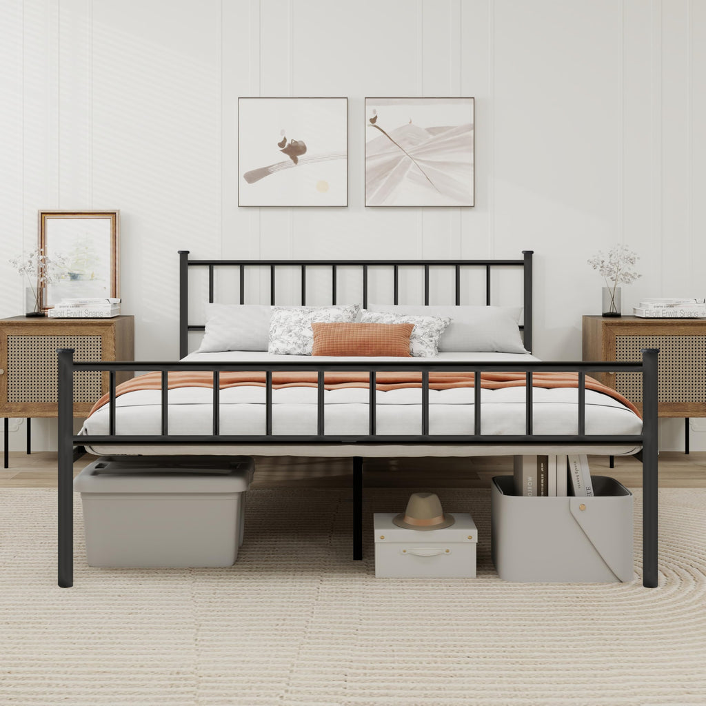 Black Full Size Metal Platform Bed Frame E568