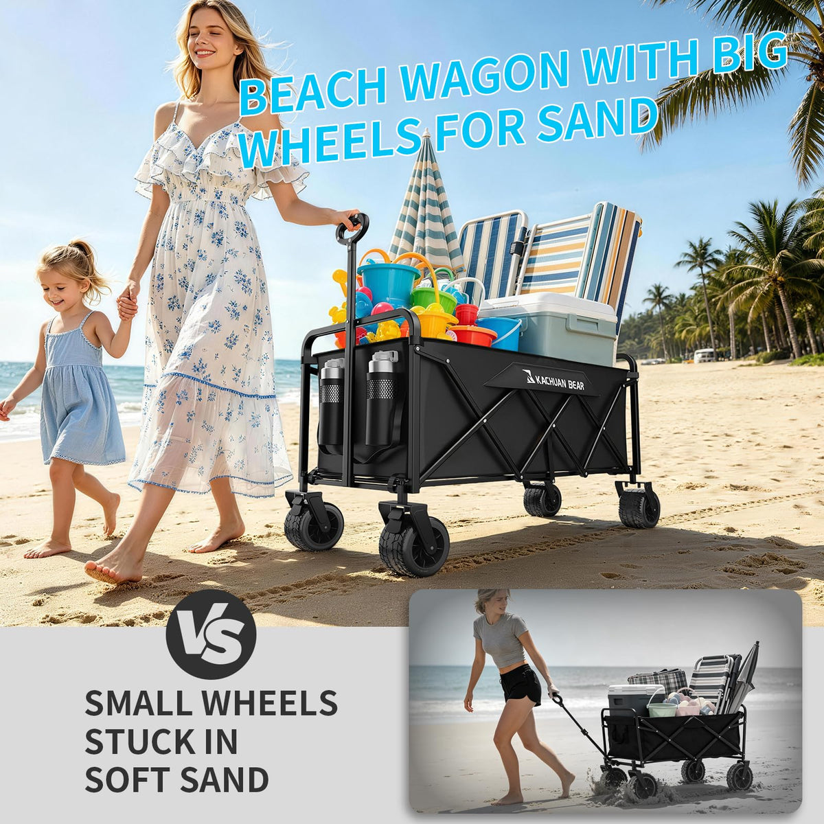 300L Foldable Collapsible Wagon Cart with All-Terrain Wheels S984
