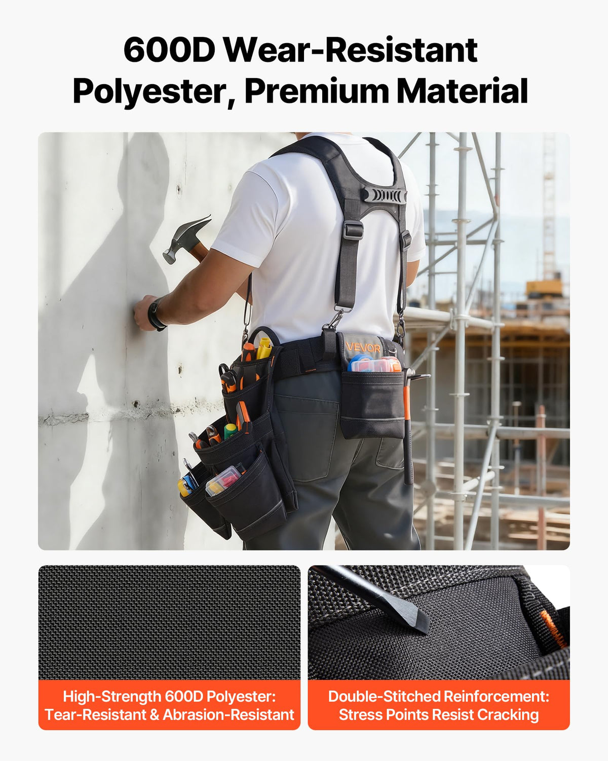 19 Pockets Adjustable Tool Belt with Suspenders K734078