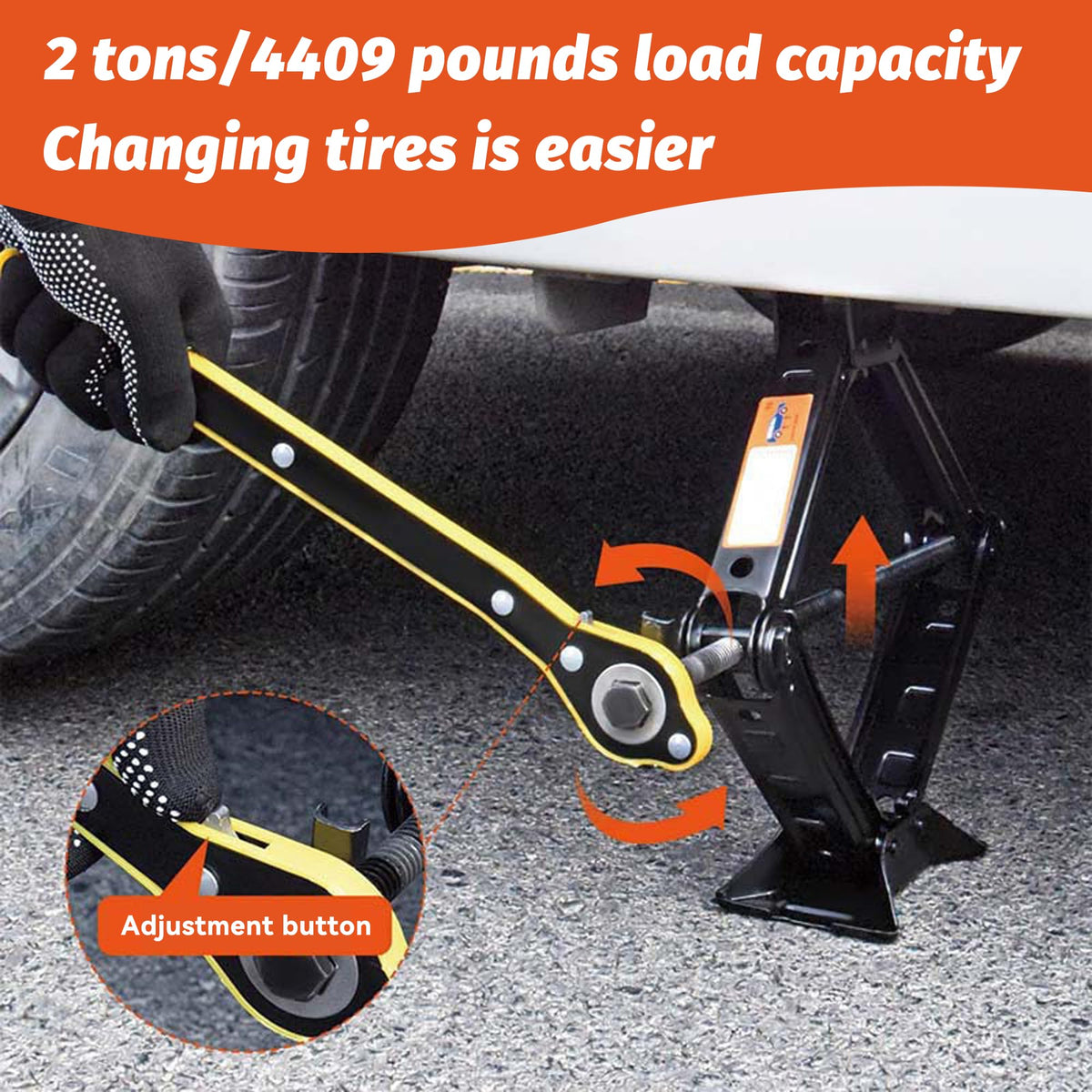 Portable 2 Ton Scissor Jack and Stand Kit with Lug Wrench P543931