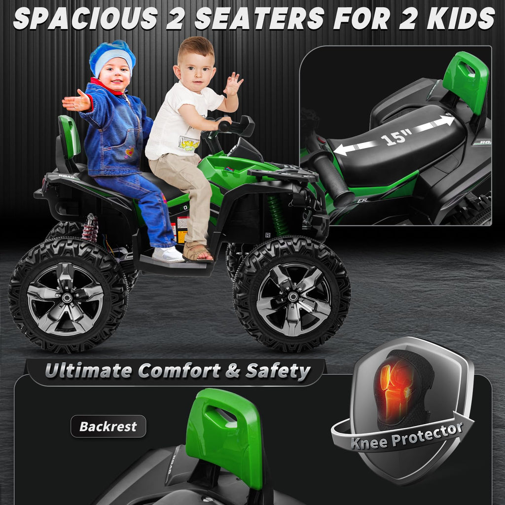Green 24V 4 Wheeler ATV with Remote Control W287832