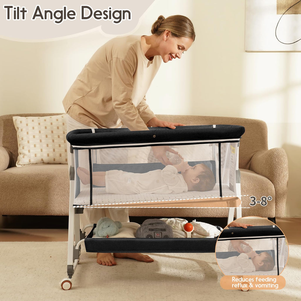 3 in 1 Baby Bassinets Bedside Sleeper with Storage Basket S531056