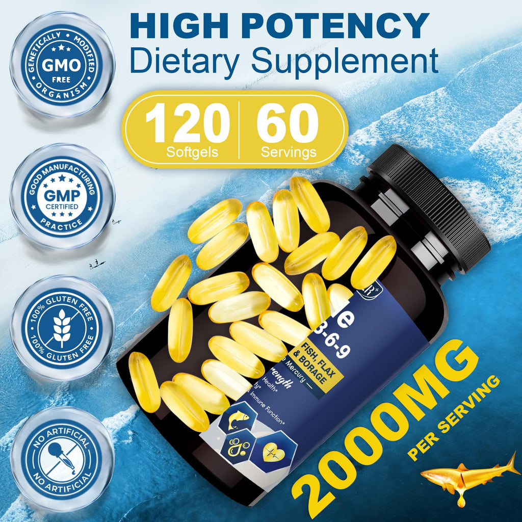 Triple Omega 3-6-9 Fish Oil 2000mg 120 Softgels K544013