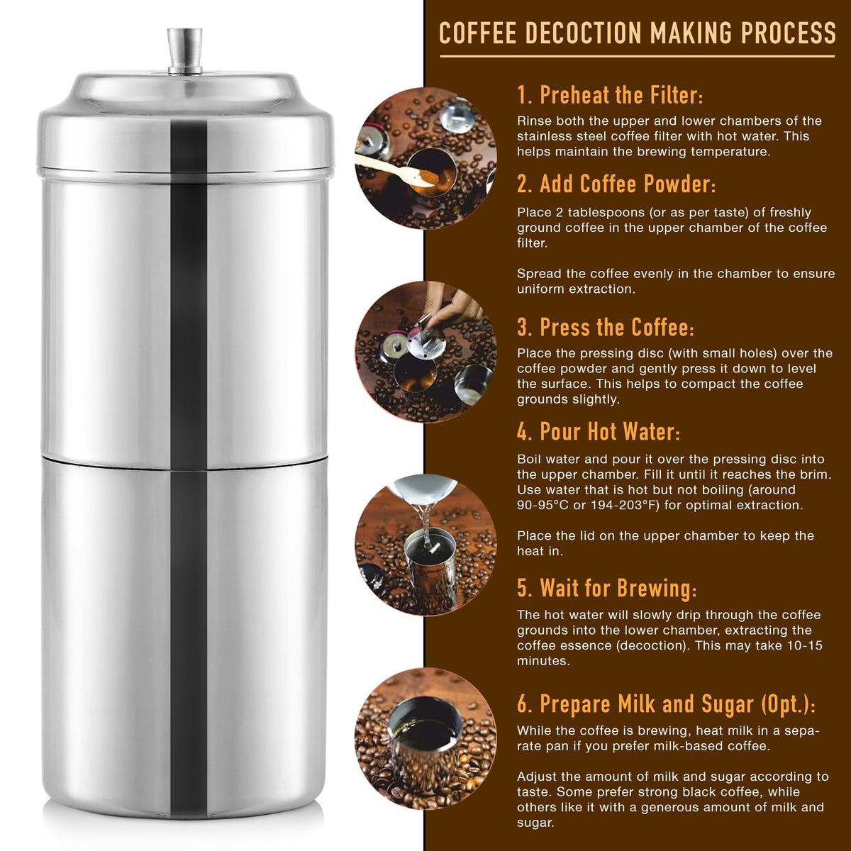 10 oz Stainless Steel Drip Coffee Maker B7289