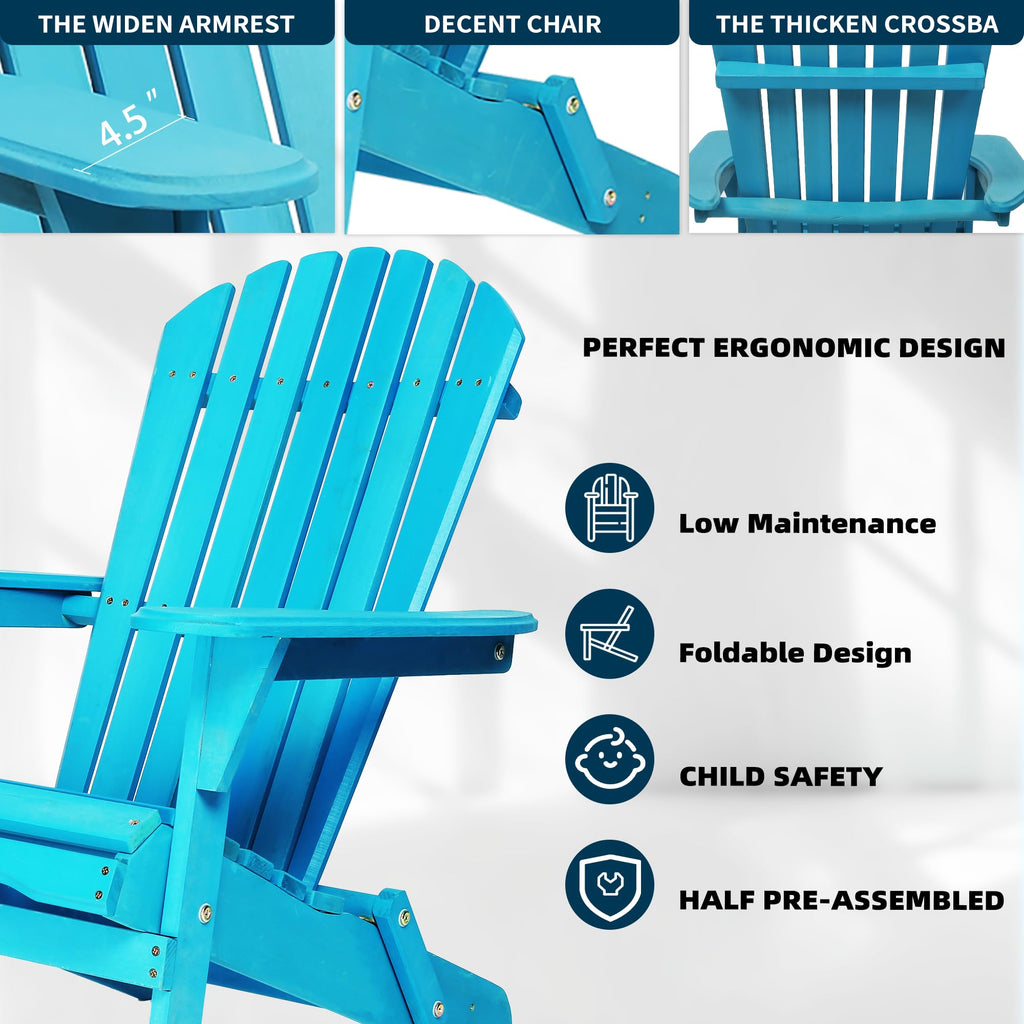 Wooden Folding Adirondack Chair Set of 2 Solid Cedar C568