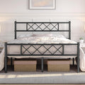 Black Full Metal Platform Bed Frame with Headboard V137529