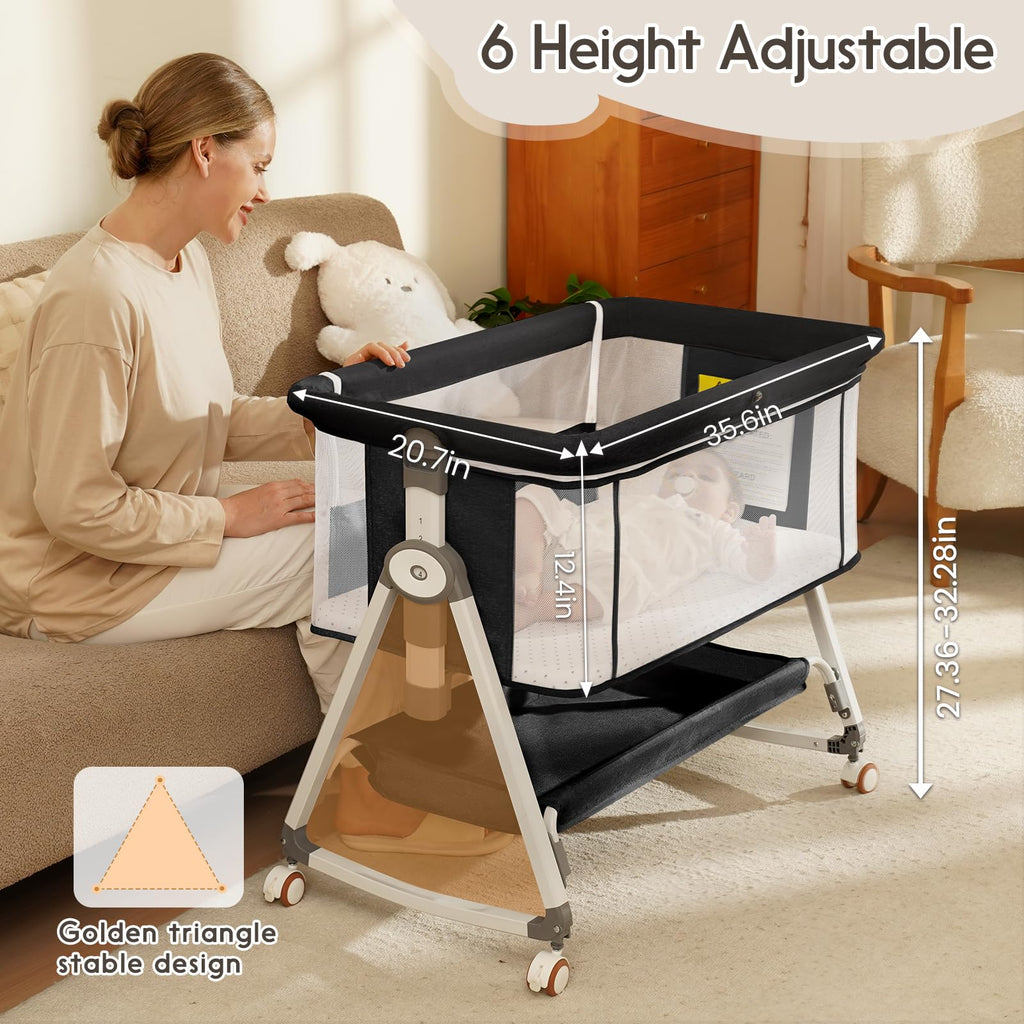 3 in 1 Baby Bassinets Bedside Sleeper with Storage Basket S531056