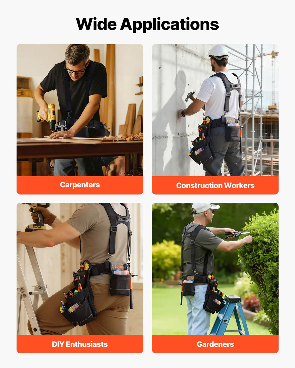 19 Pockets Adjustable Tool Belt with Suspenders K734078