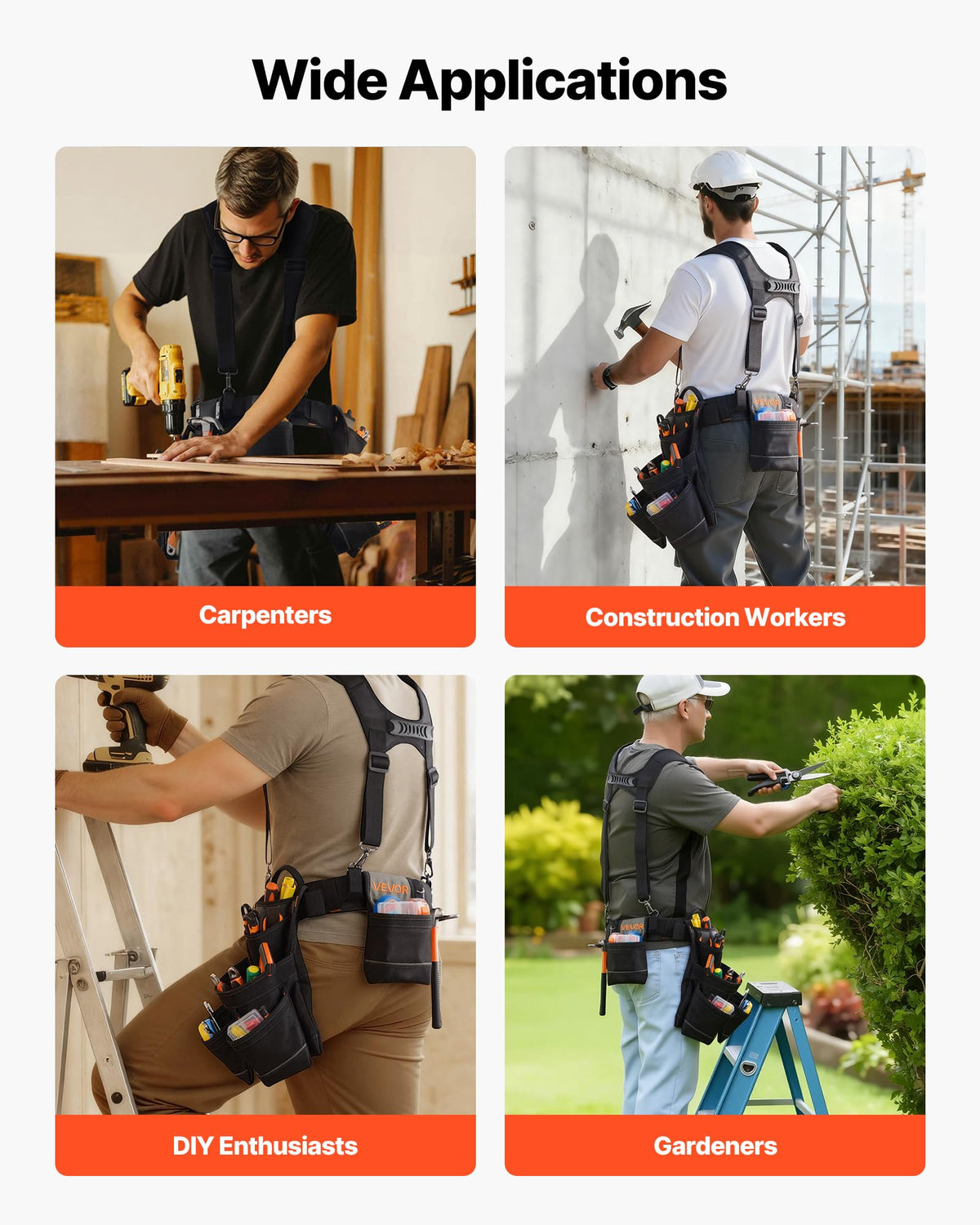 19 Pockets Adjustable Tool Belt with Suspenders K734078