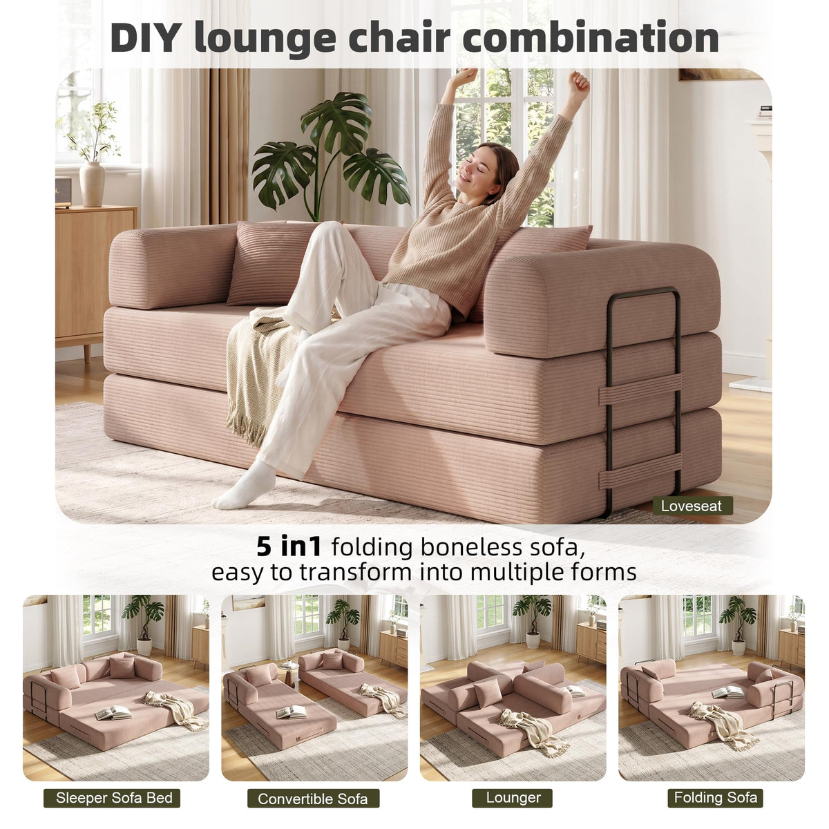 79in Boneless Convertible Futon Sofa Bed Queen U408832
