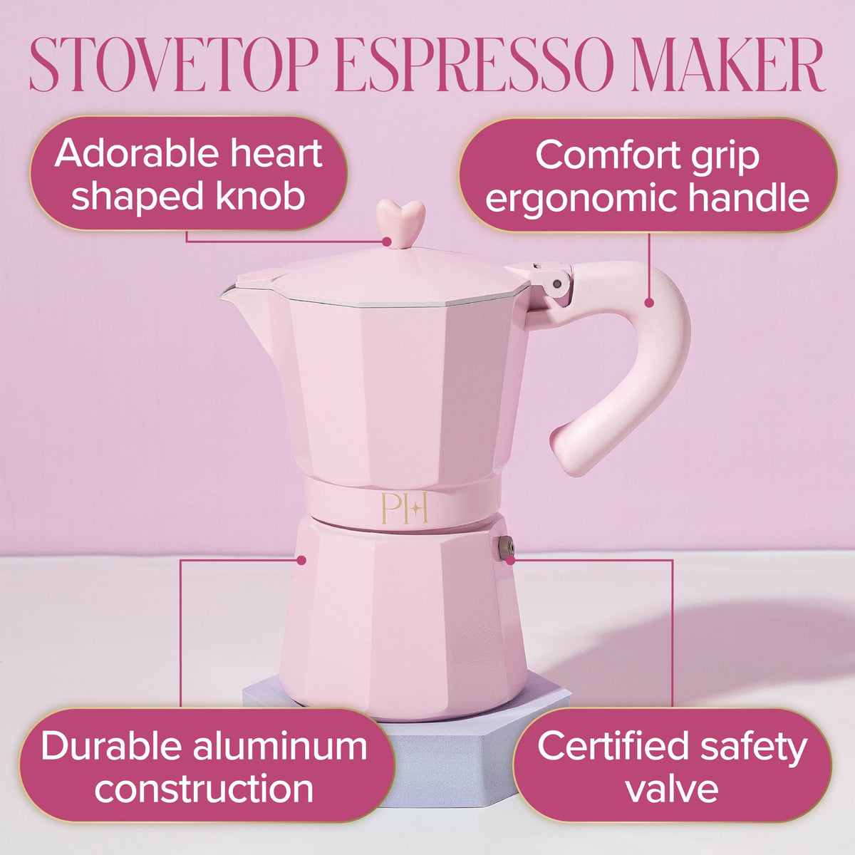 Stovetop Espresso and Coffee Maker Pink L7699