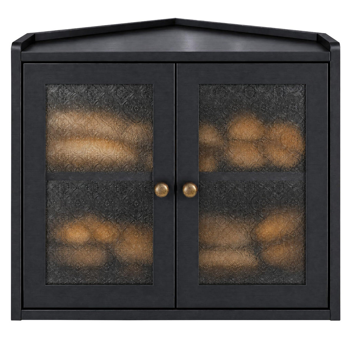 Black 2-Tier Wooden Corner Bread Box R2874