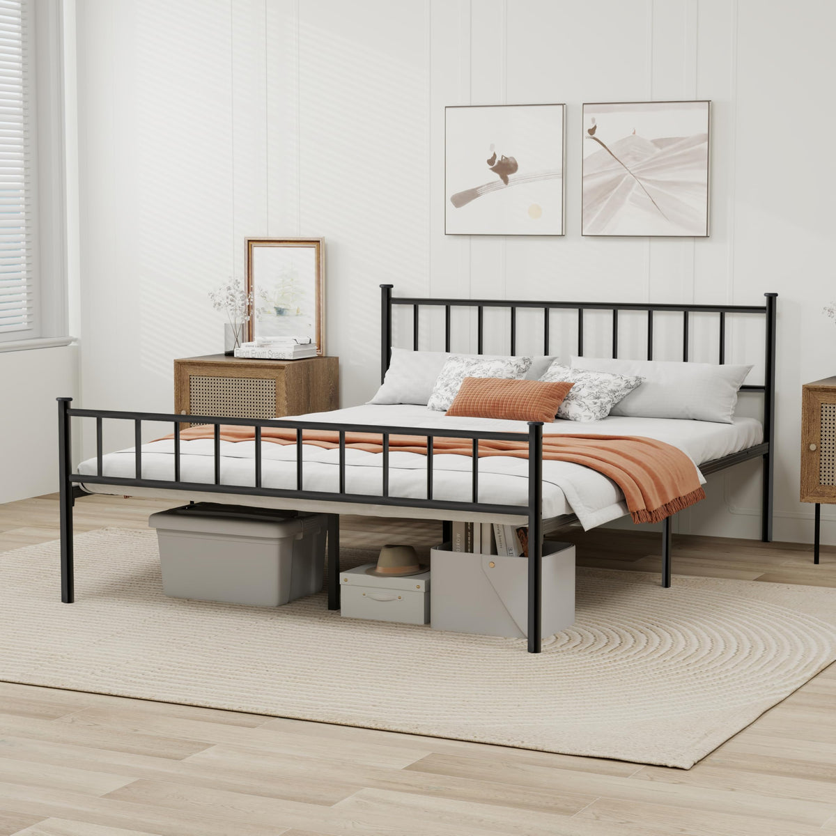 Black Full Size Metal Platform Bed Frame E568