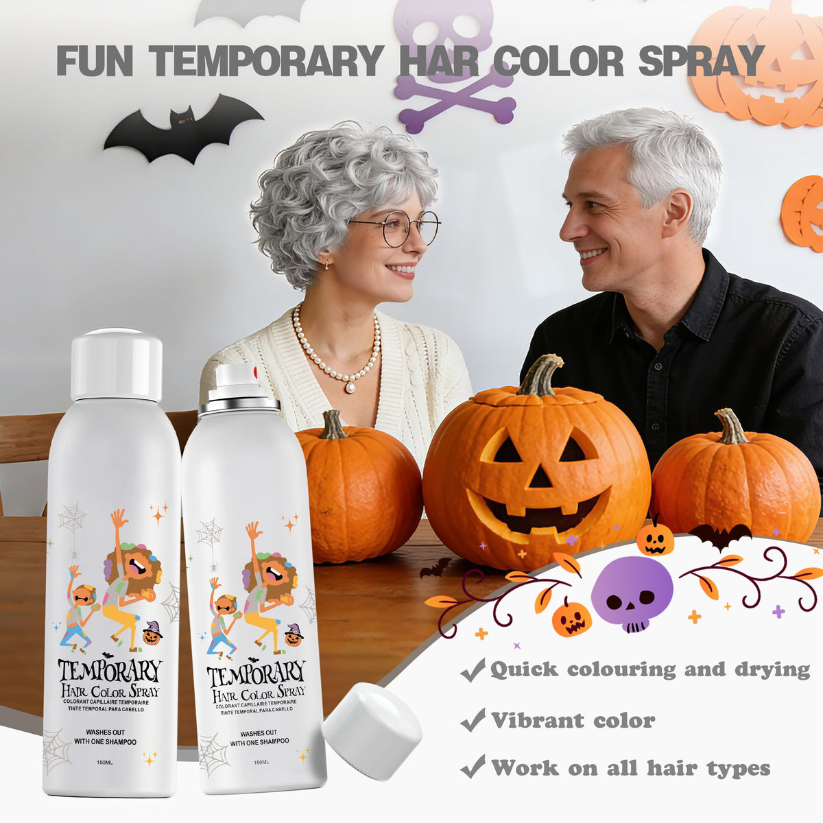 White Temporary Hair Color Spray 150ml A49142
