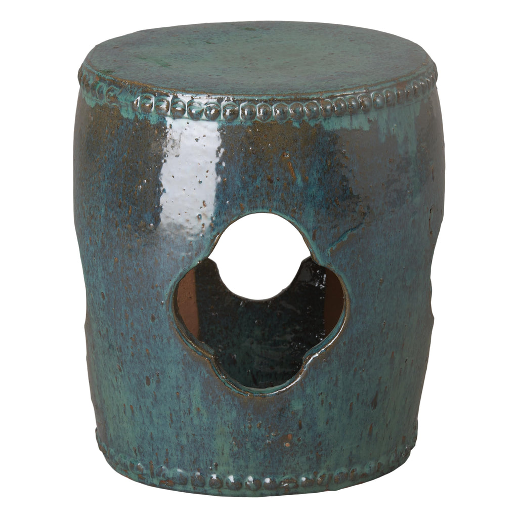 Teal Round Ceramic Garden Stool G898567