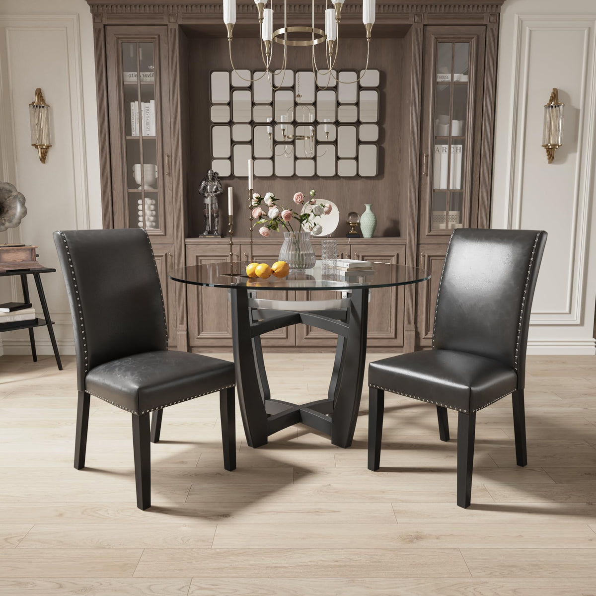 Set of 2 Faux Leather Upholstered Dining Chairs A5082