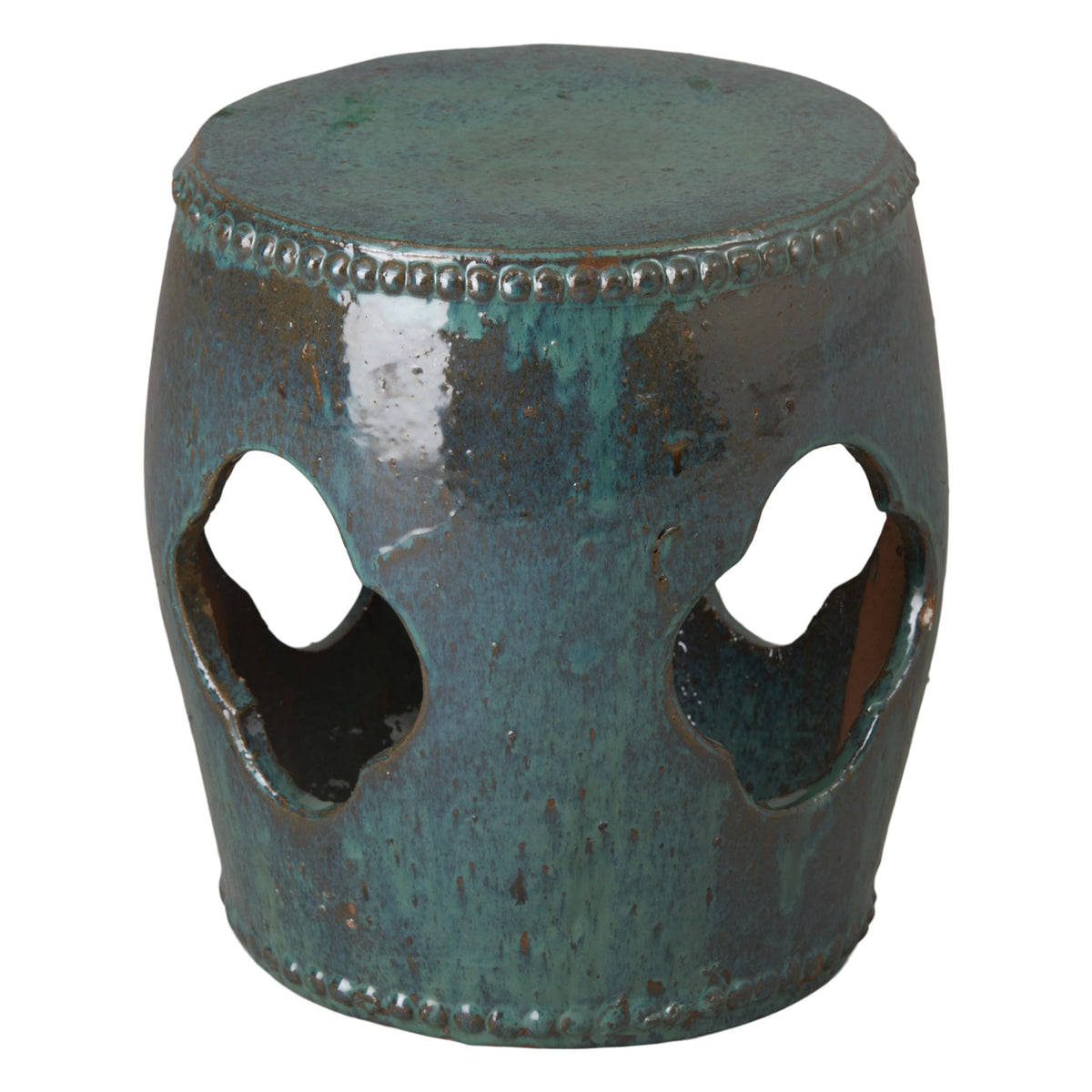 Teal Round Ceramic Garden Stool G898567
