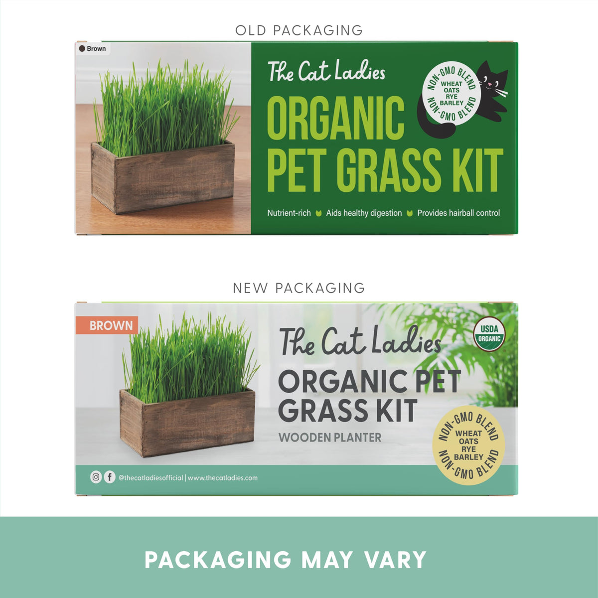 Cat Grass Kit with Wood Planter, Organic Seed and Soil N523