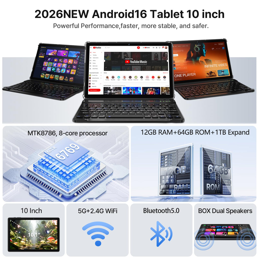 10 Inch Octa-Core Tablet with Keyboard Case Mouse Stylus V438481