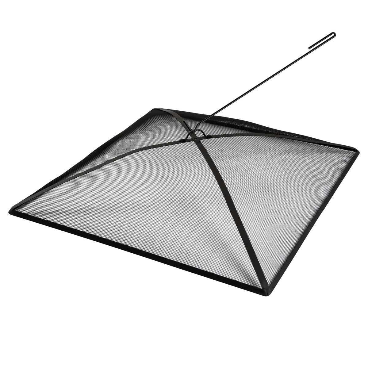 32In Square Heavy Duty Fire Pit Screen Cover with Handle and Poker Black D3609