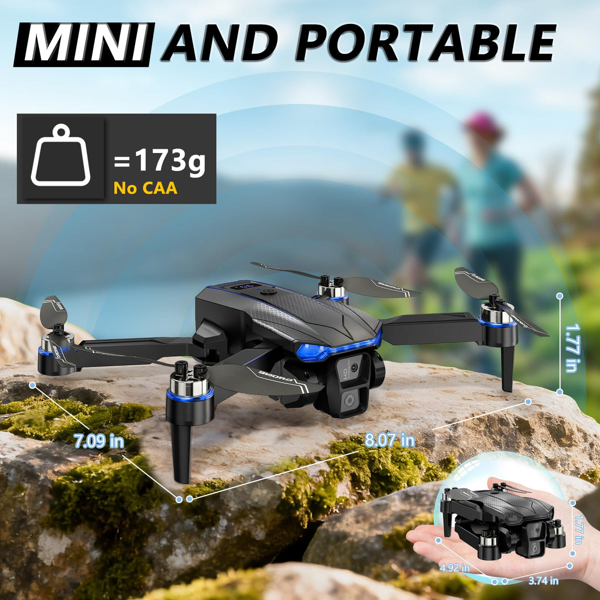 Foldable Mini FPV Drone with 1080P Camera, Carrying Case, 2 Batteries O71791