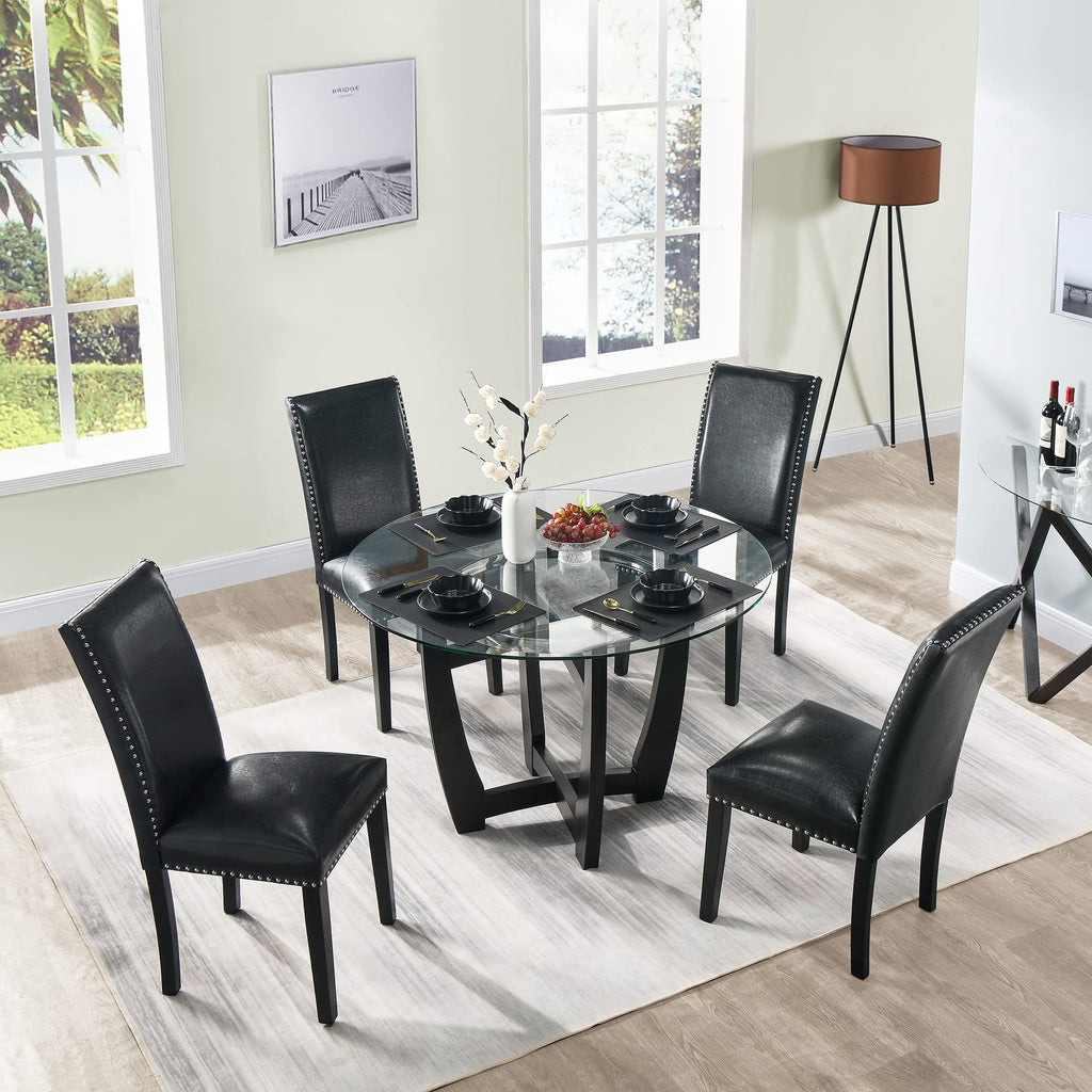 Set of 2 Faux Leather Upholstered Dining Chairs A5082