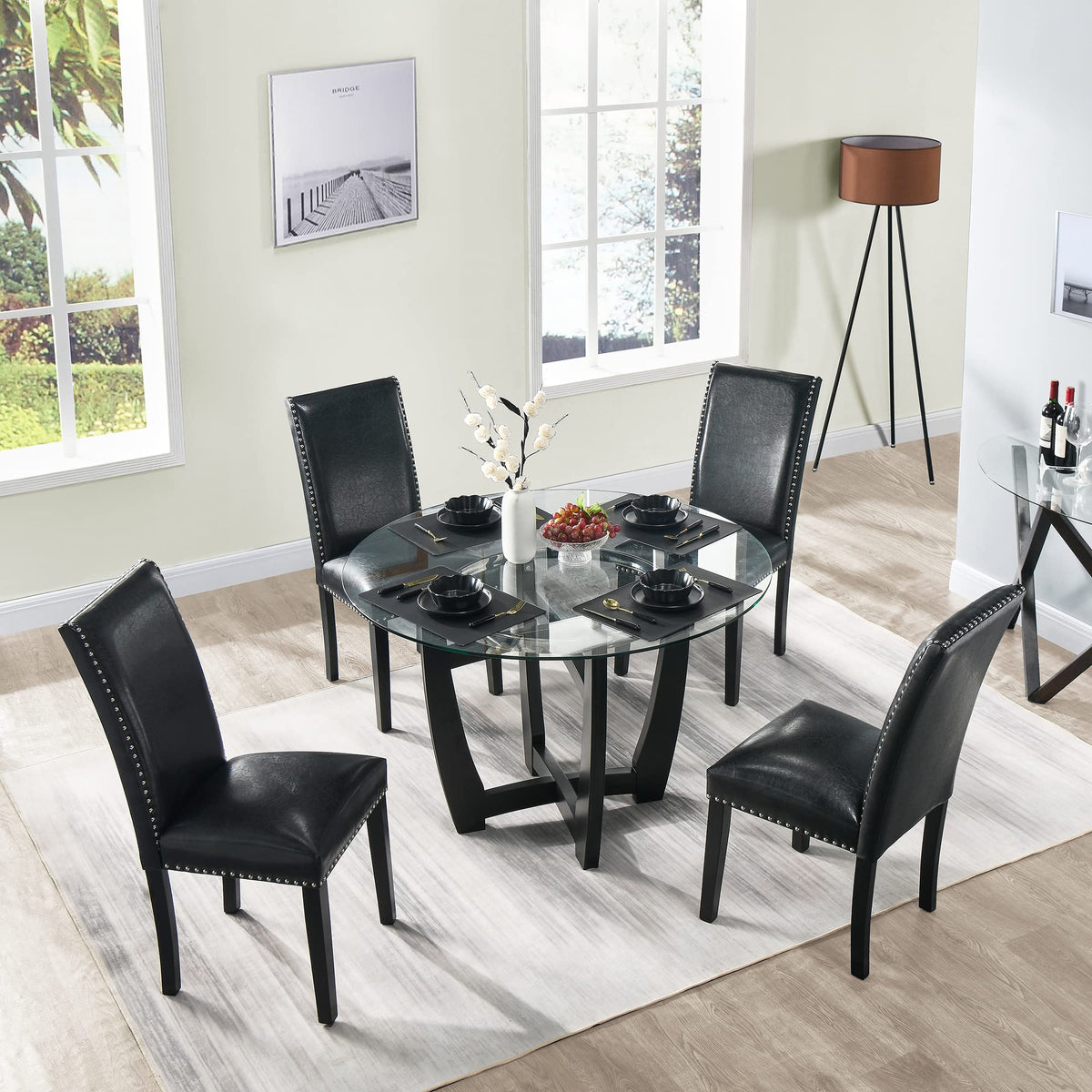 Set of 2 Faux Leather Upholstered Dining Chairs A5082
