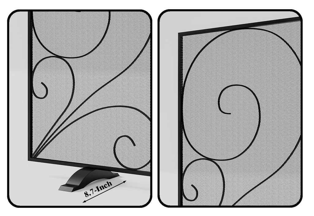 Black Single Panel Wrought Iron Fireplace Screen Z3999