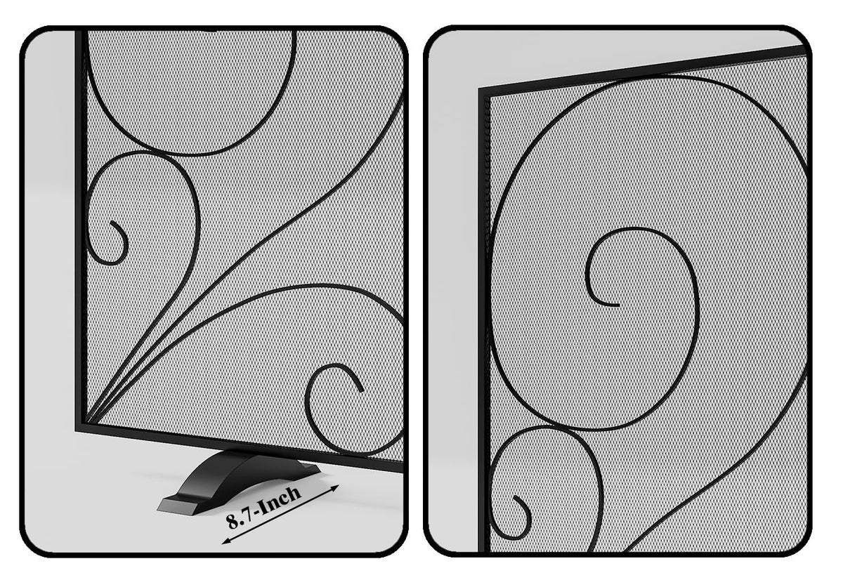 Black Single Panel Wrought Iron Fireplace Screen Z3999
