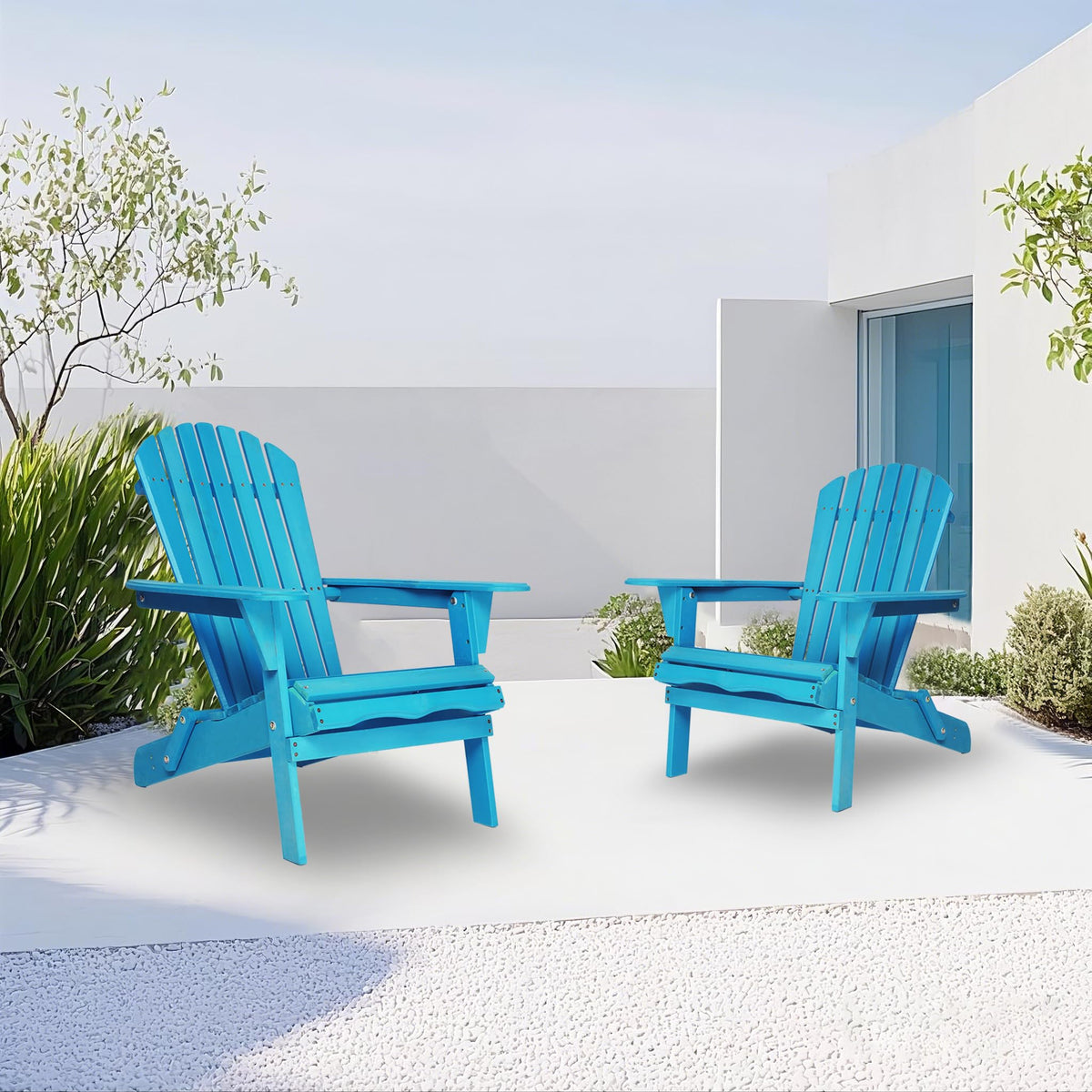 Wooden Folding Adirondack Chair Set of 2 Solid Cedar C568