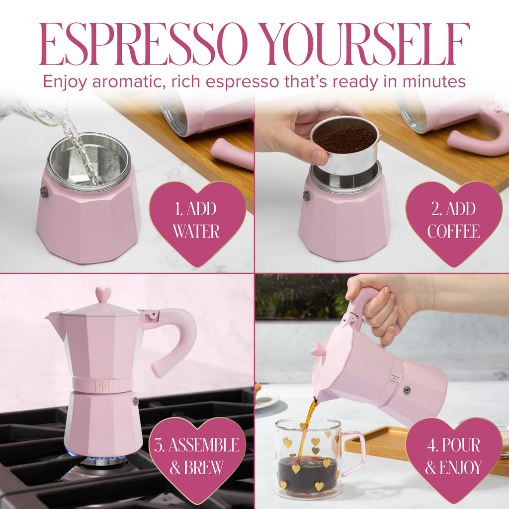Stovetop Espresso and Coffee Maker Pink L7699