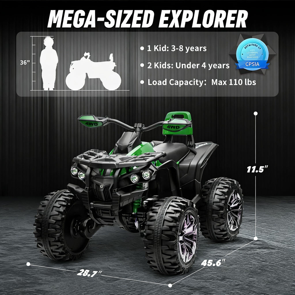 Green 24V 4 Wheeler ATV with Remote Control W287832